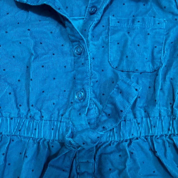 Carter’s turquoise blue corduroy polka dot collared button down dress, 3T - Picture 2 of 7